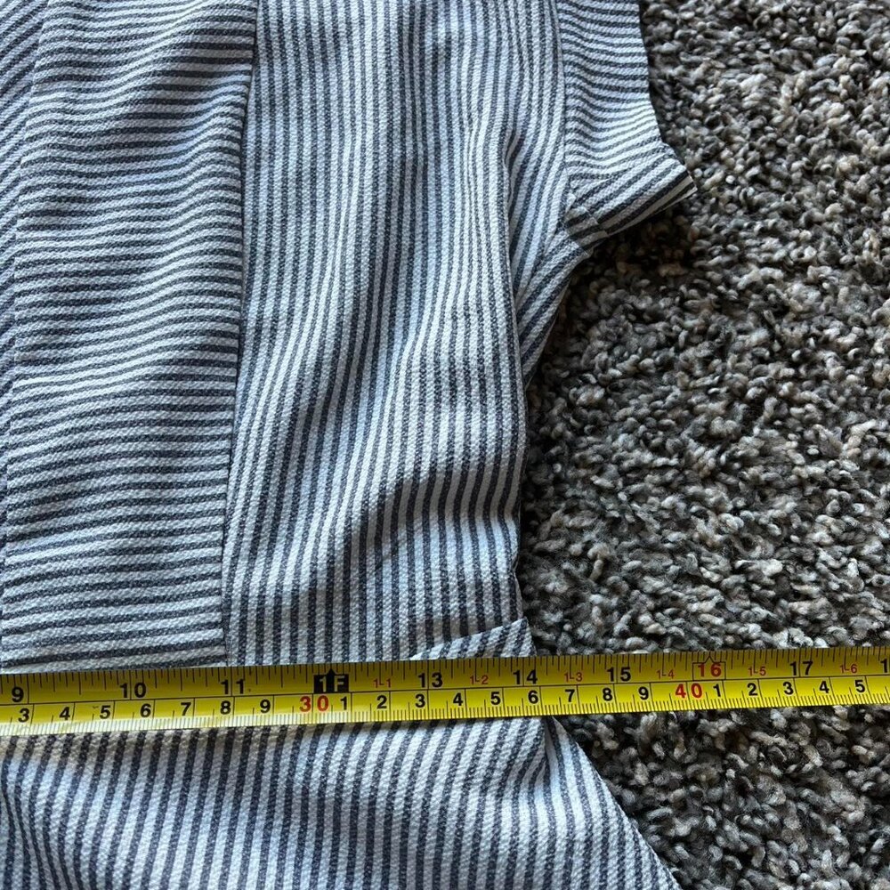 Monteau LA Blouse White Blue Women L Striped Summer Babydoll Feminine Going Out - Picture 5 of 7
